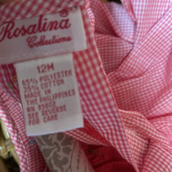 NWT Rosalina Collections Check Smocked Baby Girl Dress 12 Mnths - Picture 7 of 7
